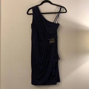 Navy One Shoulder Cocktail Dress